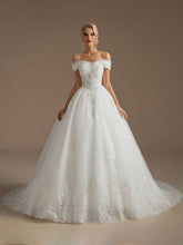 Elegant Appliqué Boat Neck Wedding Dresses For Women Wedding Ceremony Dress